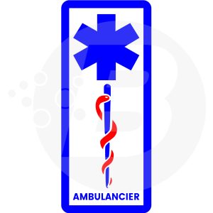 vitrophanie ambulancier avec croix de vie