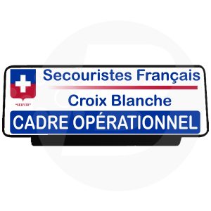 Pare soleil rétro réfléchissant Secouristes Français Croix Blanche cadre Opérationnel