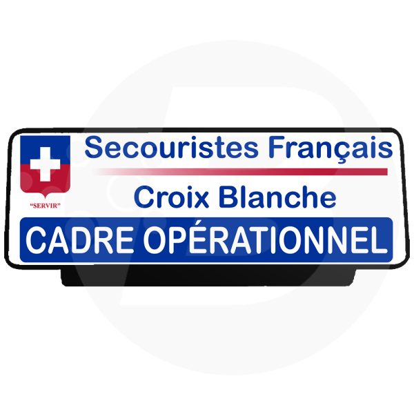 Pare soleil rétro réfléchissant Secouristes Français Croix Blanche cadre Opérationnel